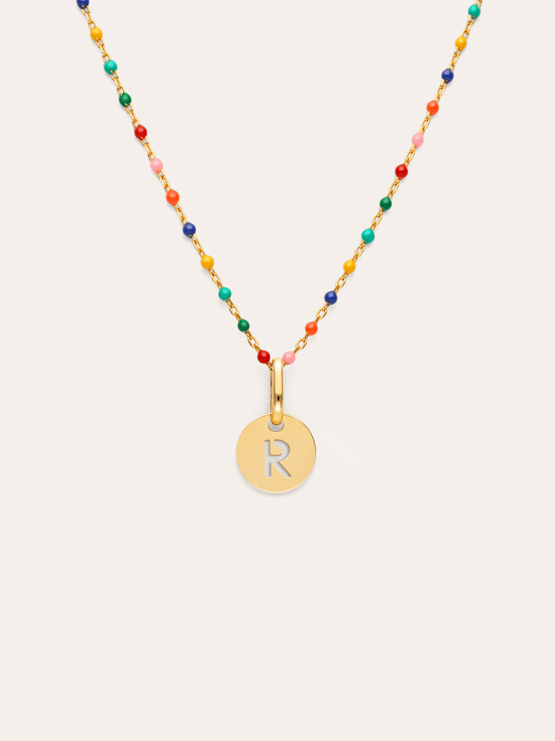 Collier Personnalisé Colors Enamel Letter Plaqué or