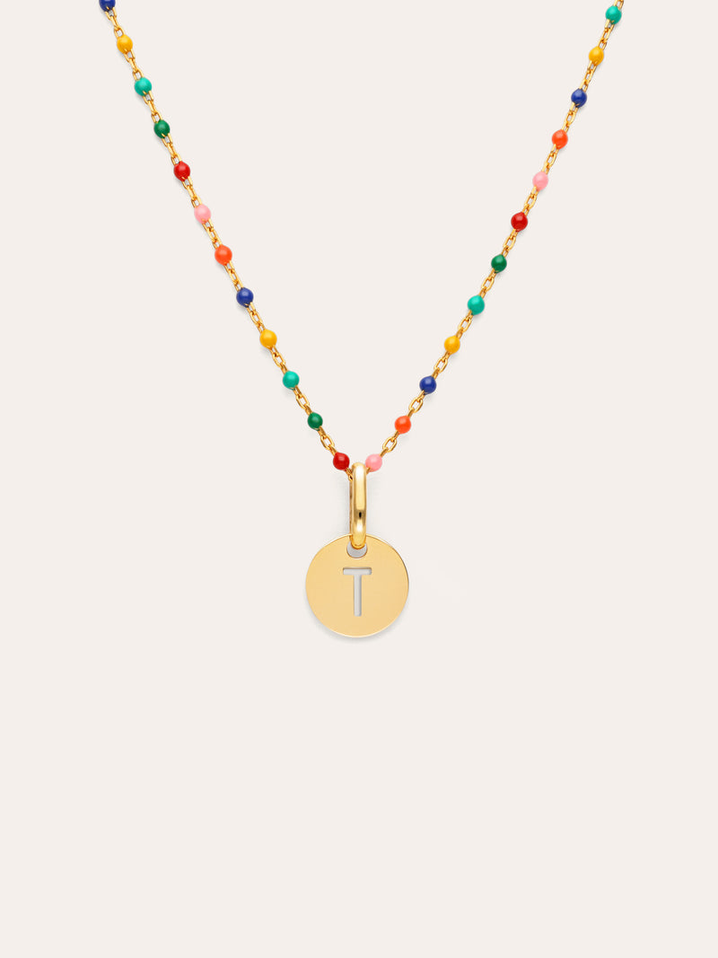 Collier Personnalisé Colors Enamel Letter Plaqué or