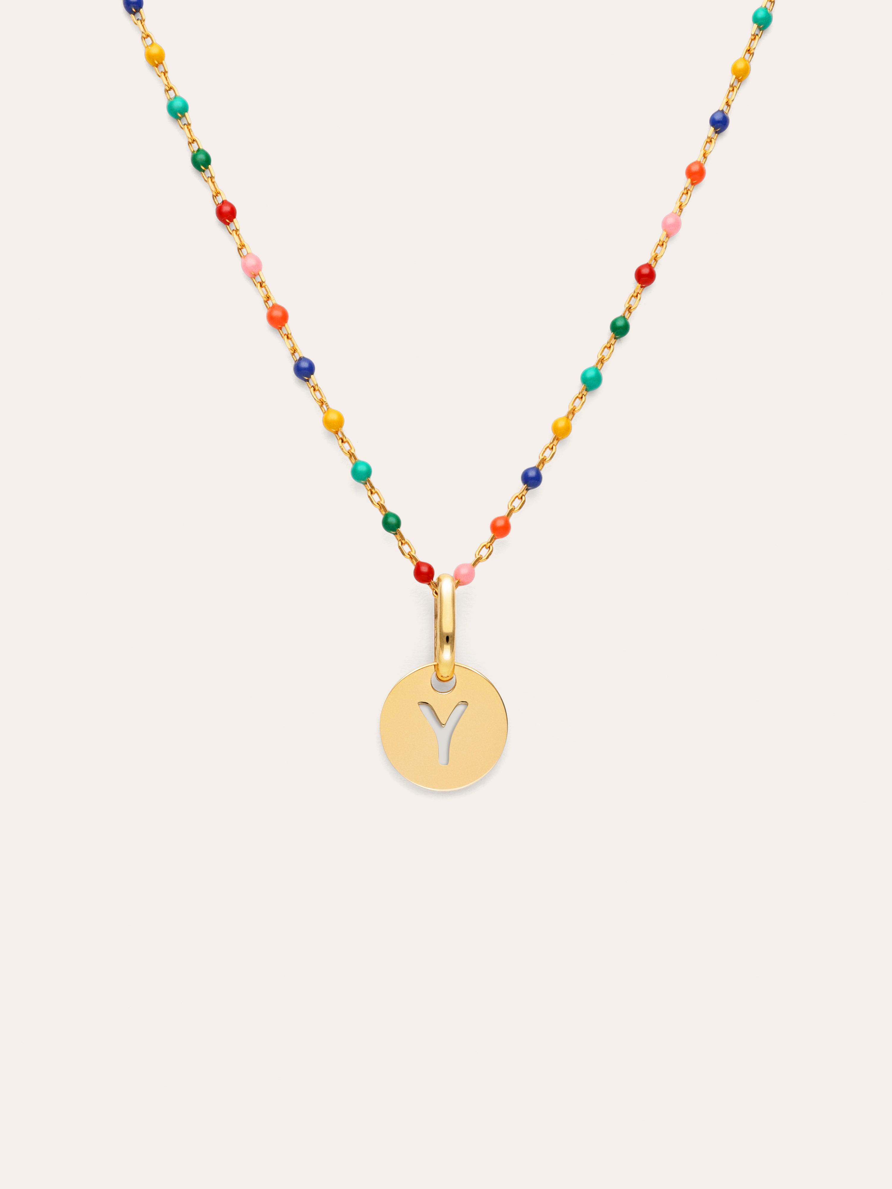 Collier Personnalisé Colors Enamel Letter Plaqué or