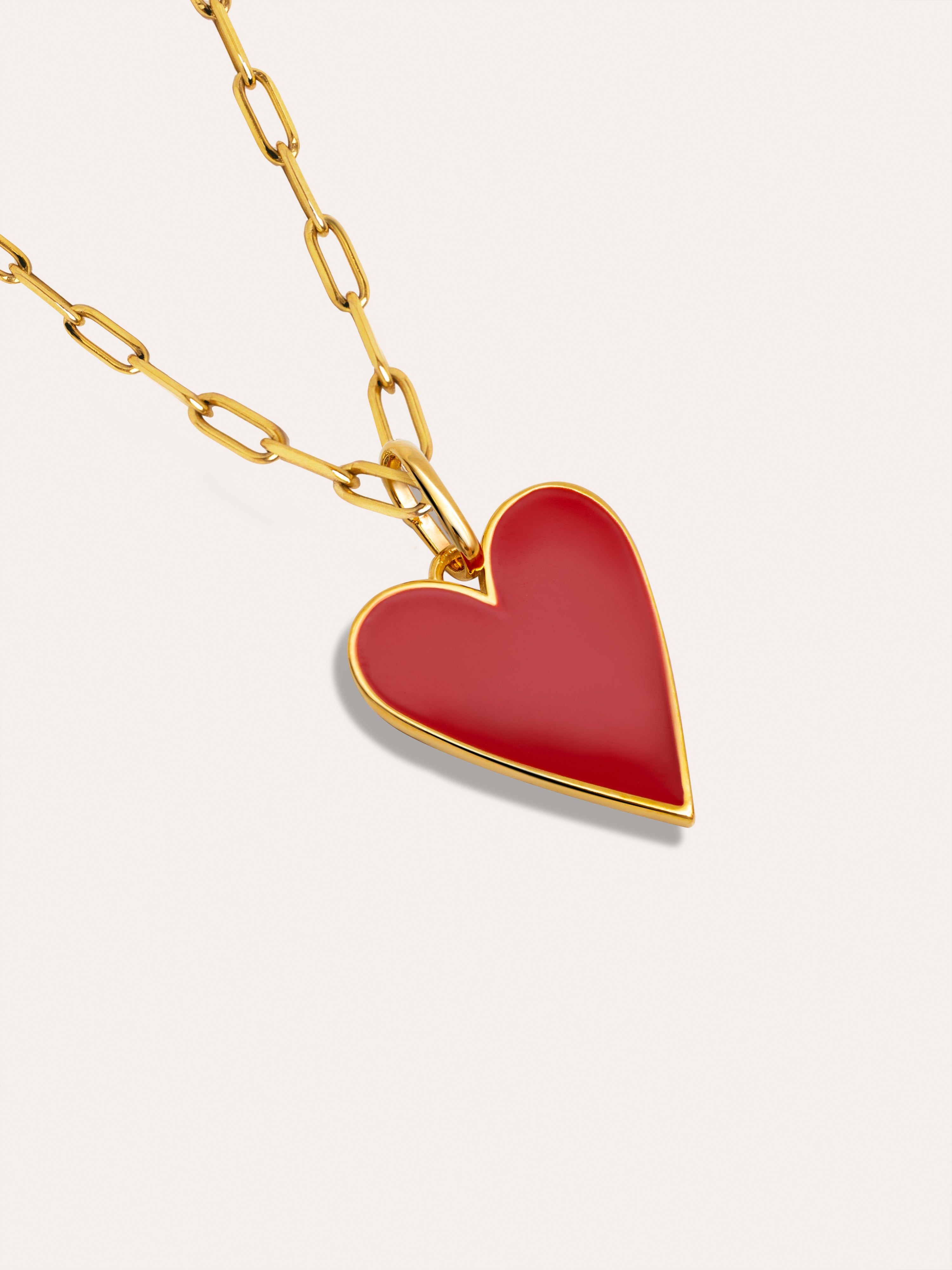 Collar Lovely Heart Red Enamel Baño Oro