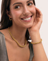 Gift Pack Big Rope Necklace and Big Rope Bracelet Steel Gold Plated - puesto en modelo
