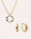Pack Presente Colar Bubbles e Brincos de Argola Rainbow Banhado a Ouro