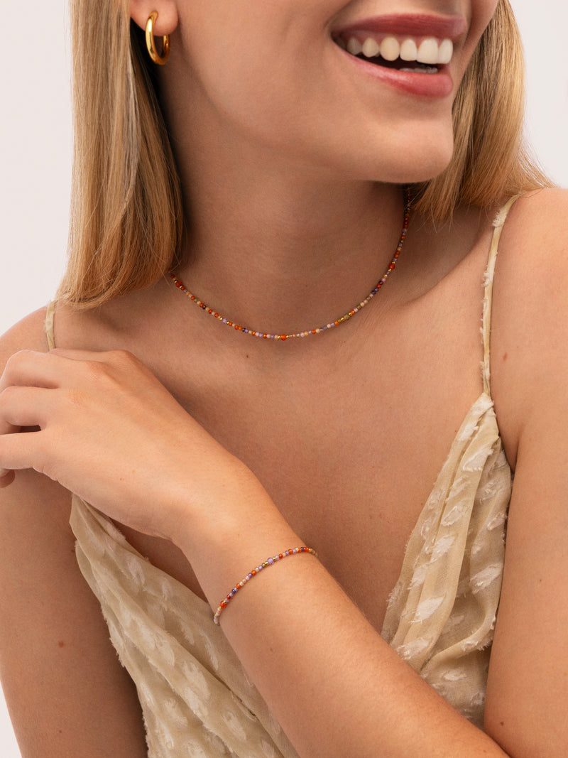 Gift Set Necklace and Bracelet Crystal Summer Steel Gold Plated