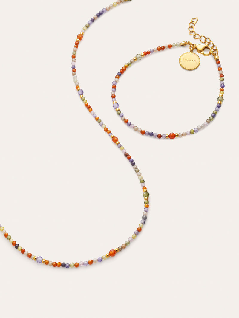 Gift Set Necklace and Bracelet Crystal Summer Steel Gold Plated