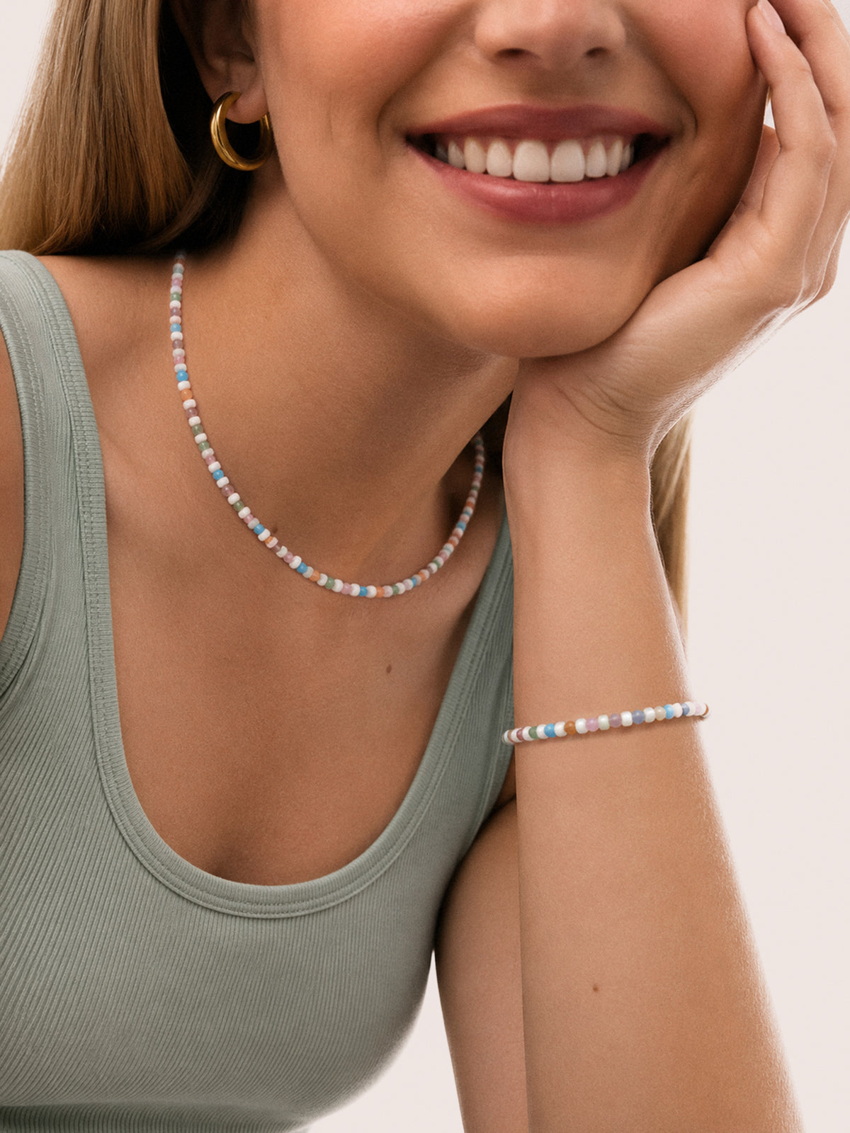 Cadeaupakket Armband en Ketting Nacary Colors Staal met goudlaagje