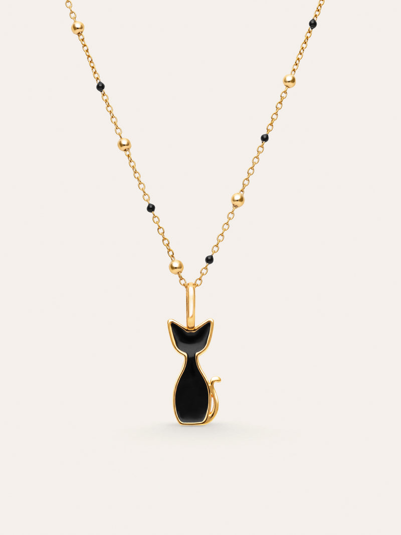 Pack Cadeau Collier Dots L Black et Charm Salem Plaqué Or