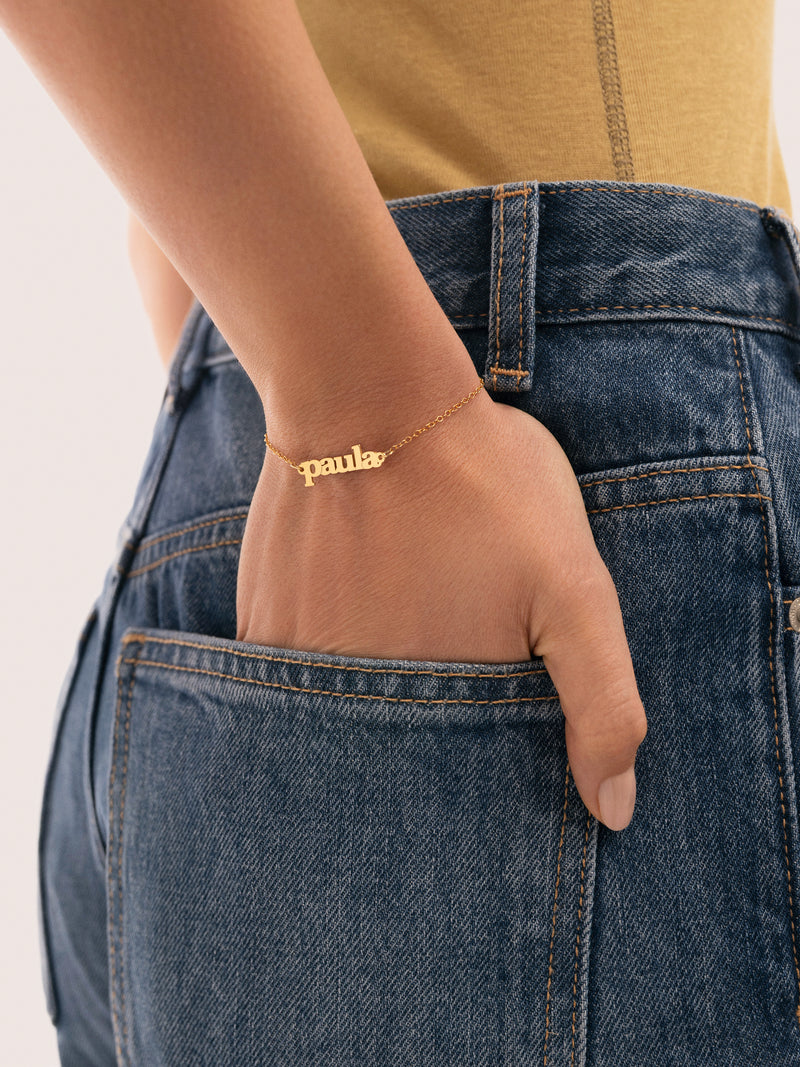 Personalized Monogram Silver Bracelet with Gold Plating