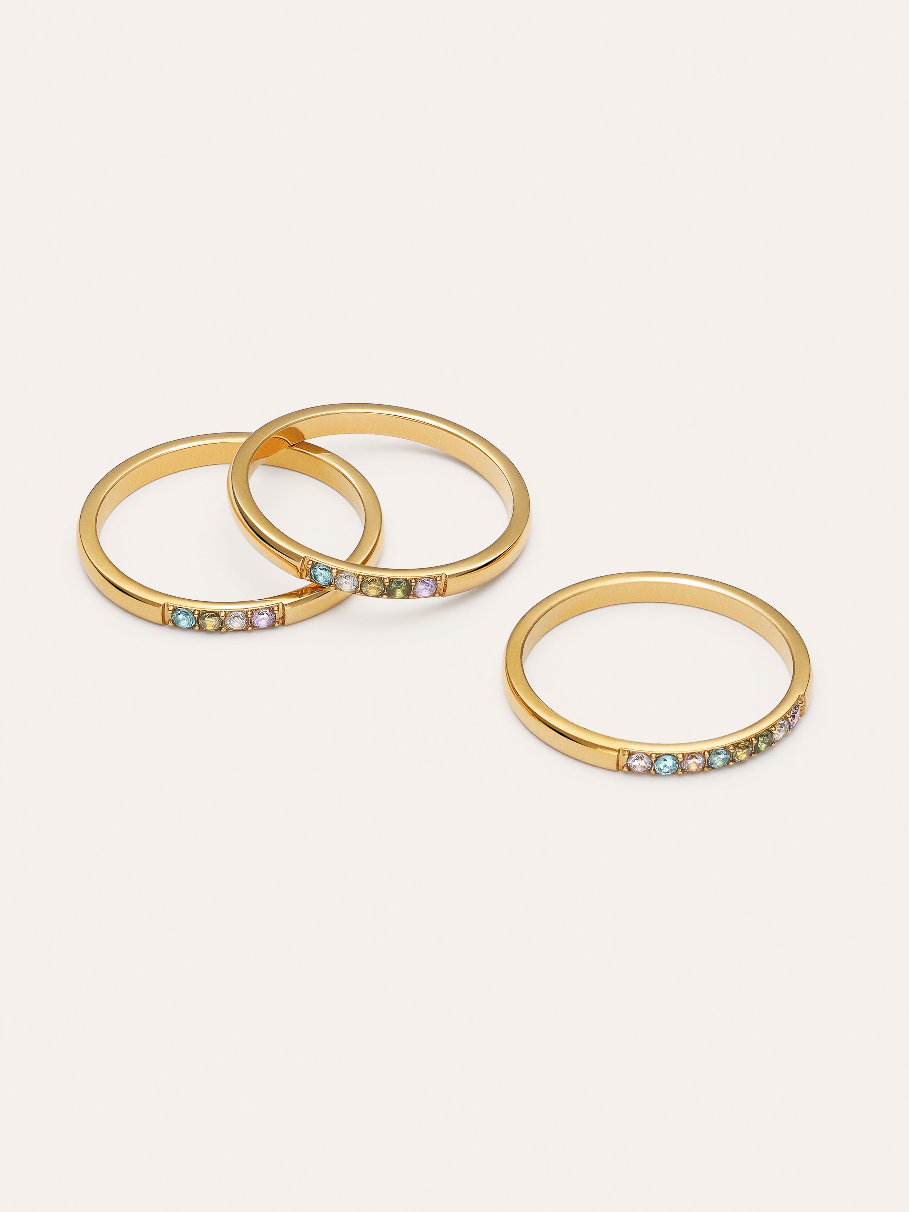 Pack 3 Anillos Odisea Colors Acero Baño Oro