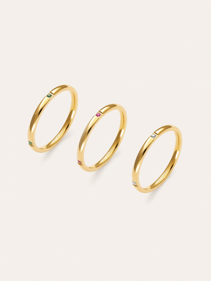 Pack 3 Anillos Palmar Colors Acero Baño Oro