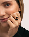 Abraccio Black Stainless Steel Gold Ring 