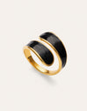 Abraccio Black Stainless Steel Gold Ring 