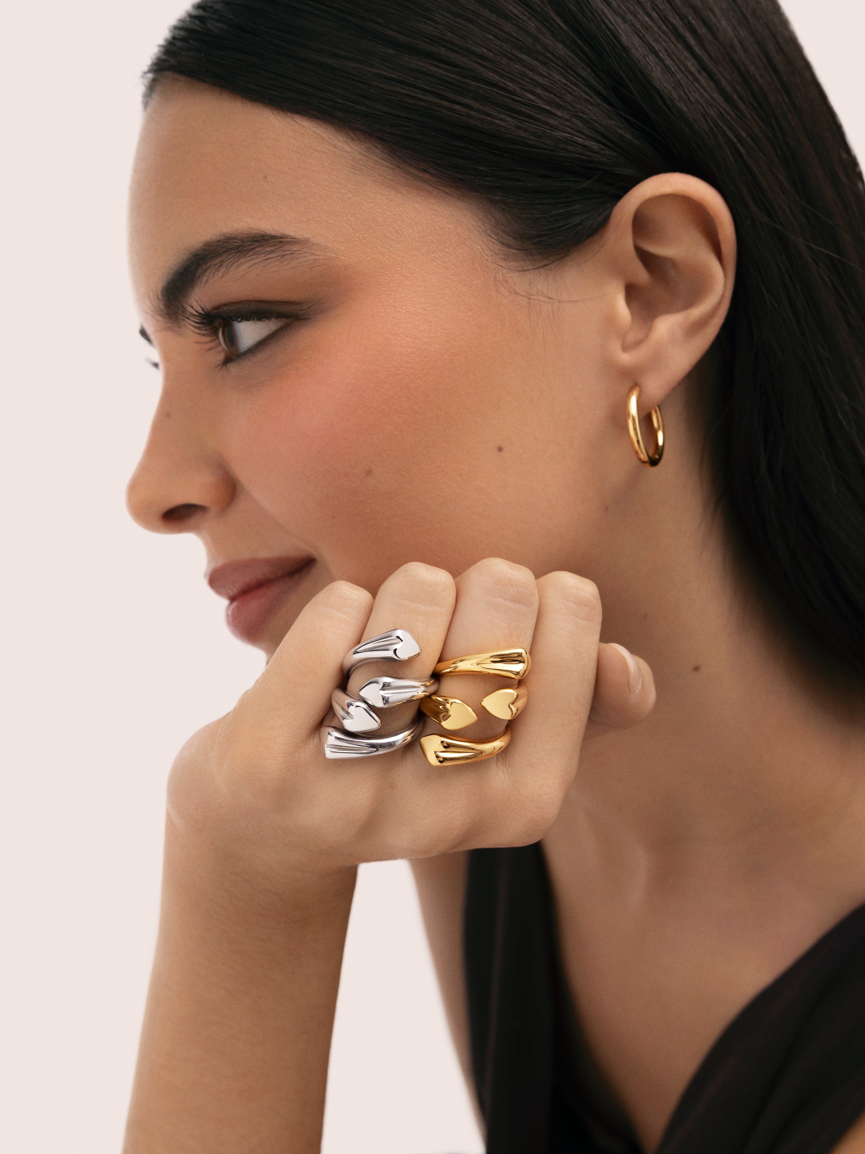 Anillo Abbraccio Amour Acero Baño Oro