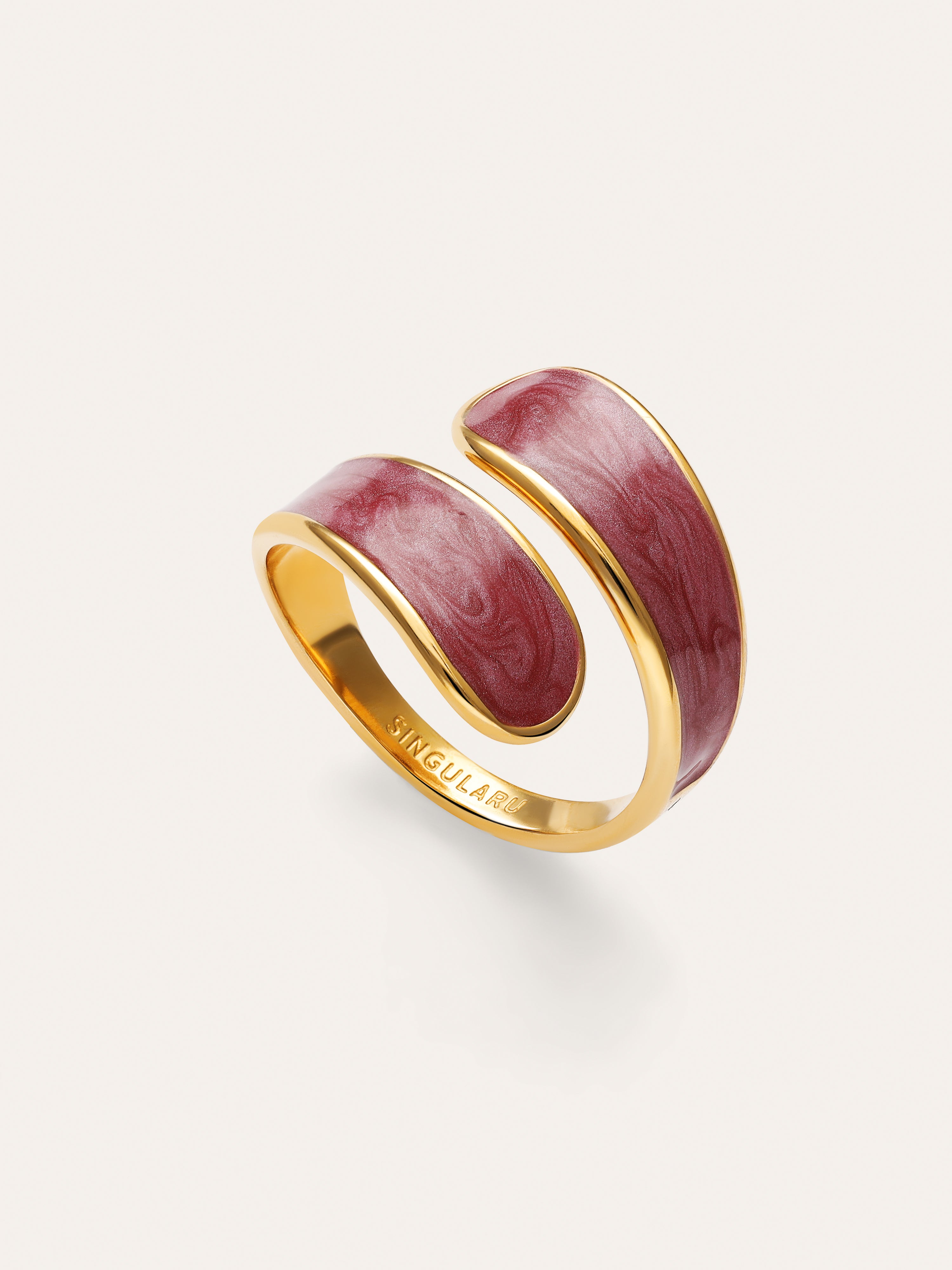 Abraccio Garnet Stainless Steel Gold Ring 