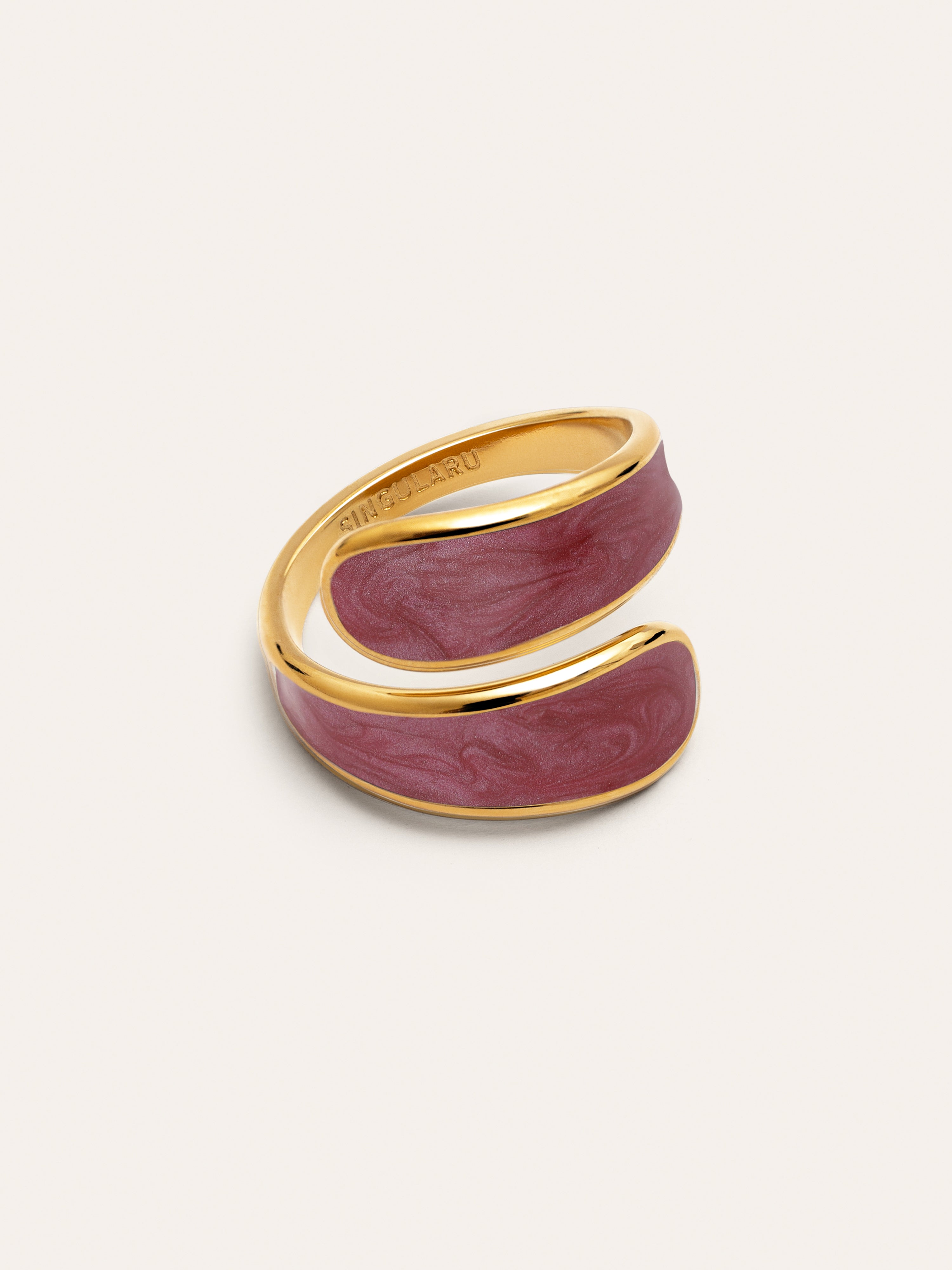 Abraccio Garnet Stainless Steel Gold Ring 