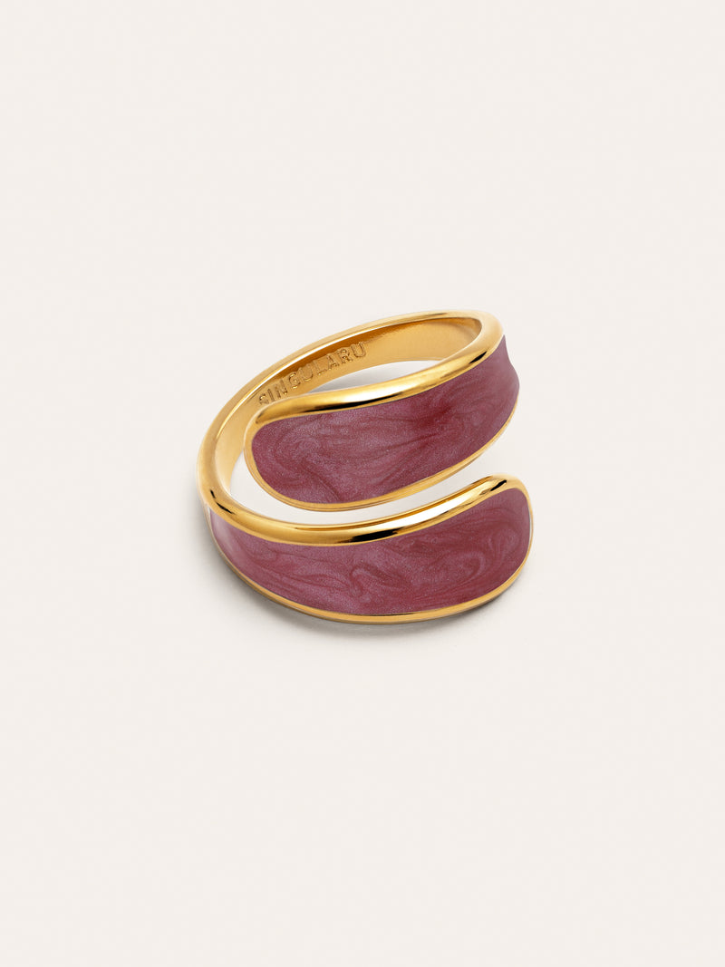 Abraccio Garnet Stainless Steel Gold Ring 