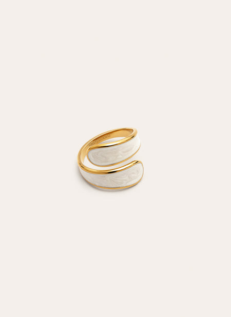 Anillo Abraccio White Acero Baño Oro