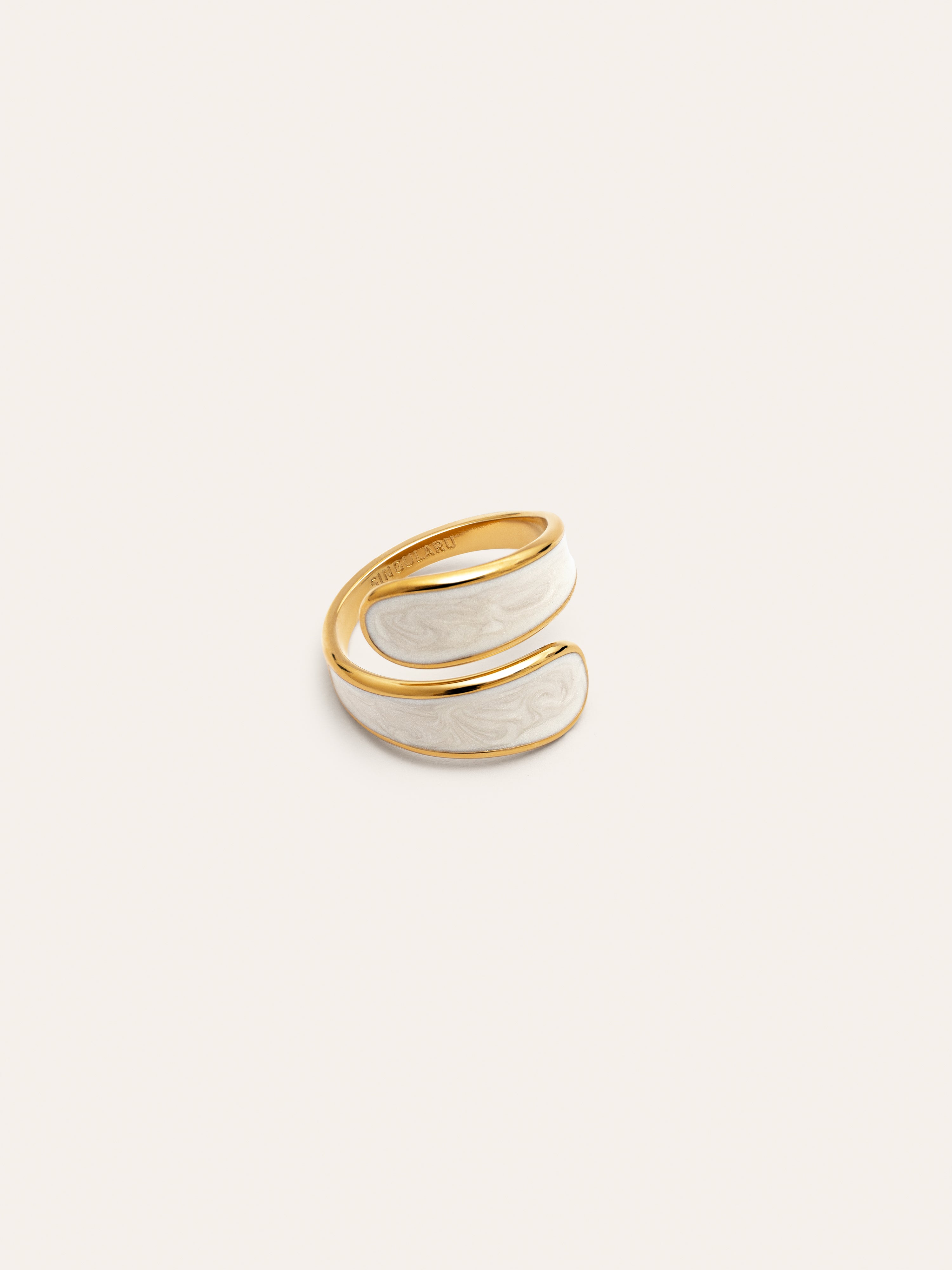 Anillo Abraccio White Acero Baño Oro