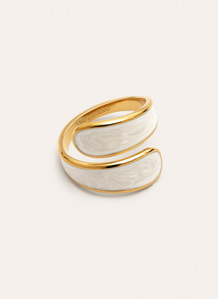 Anillo Abbraccio White Acero Baño Oro