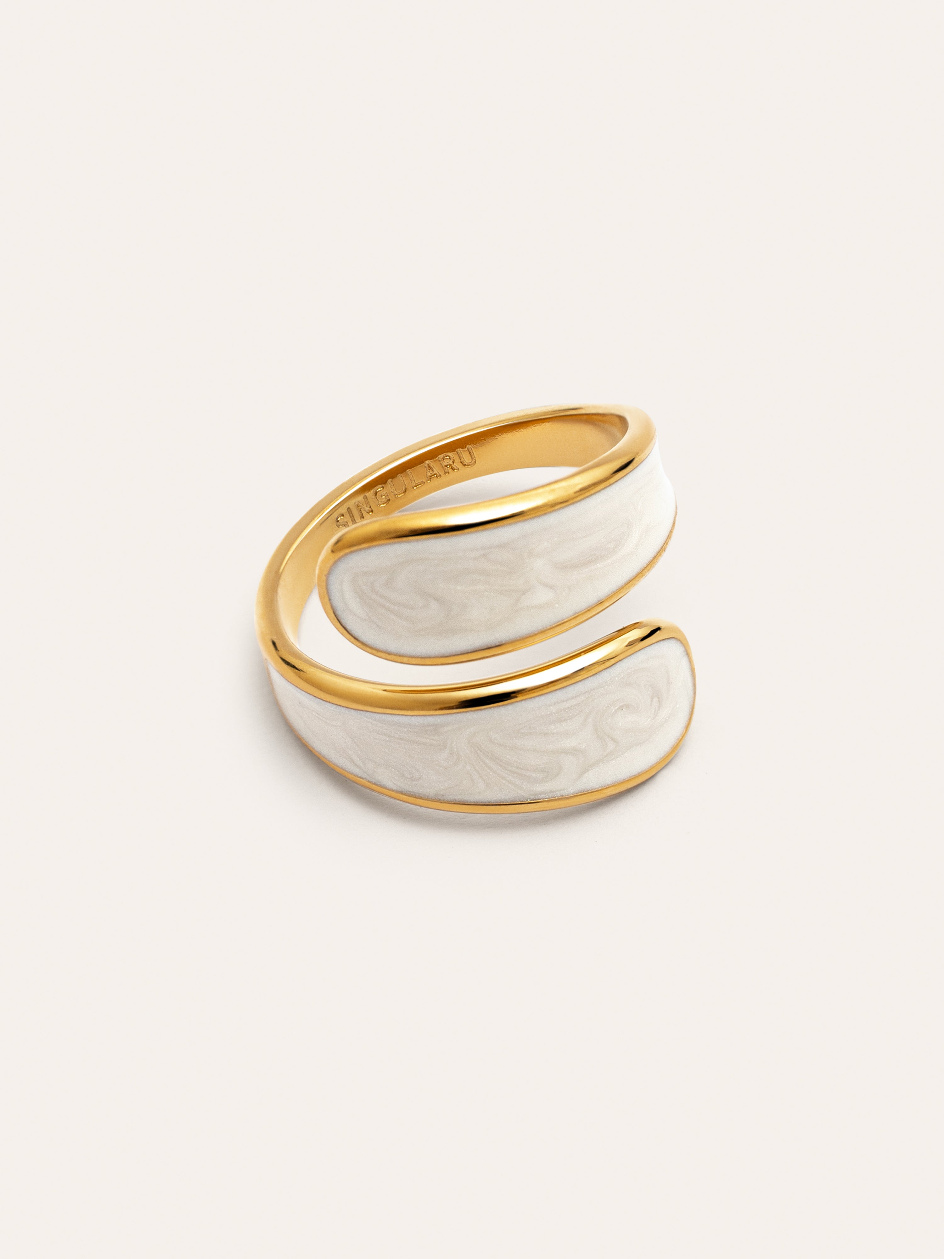 Anillo Abbraccio White Acero Baño Oro