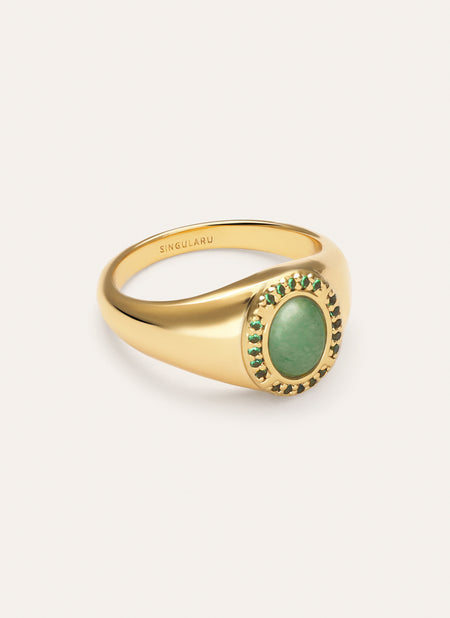 Anillo Amanda Verde Baño Oro