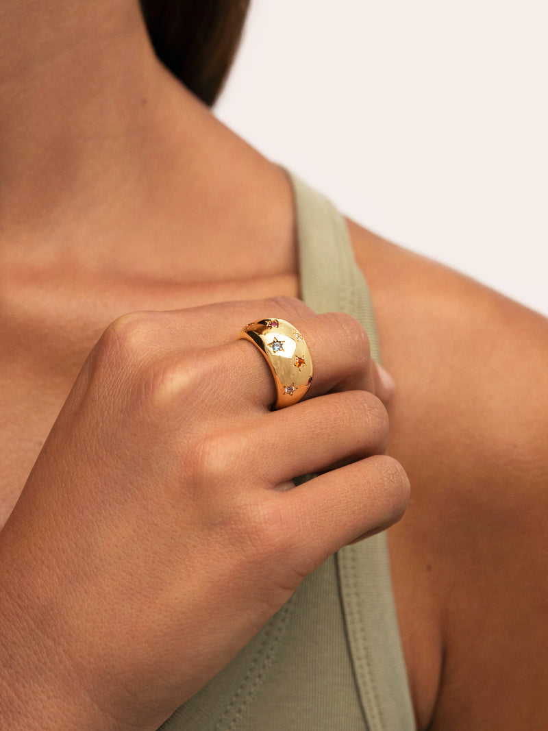 Bomb Color Stars Gold Ring 