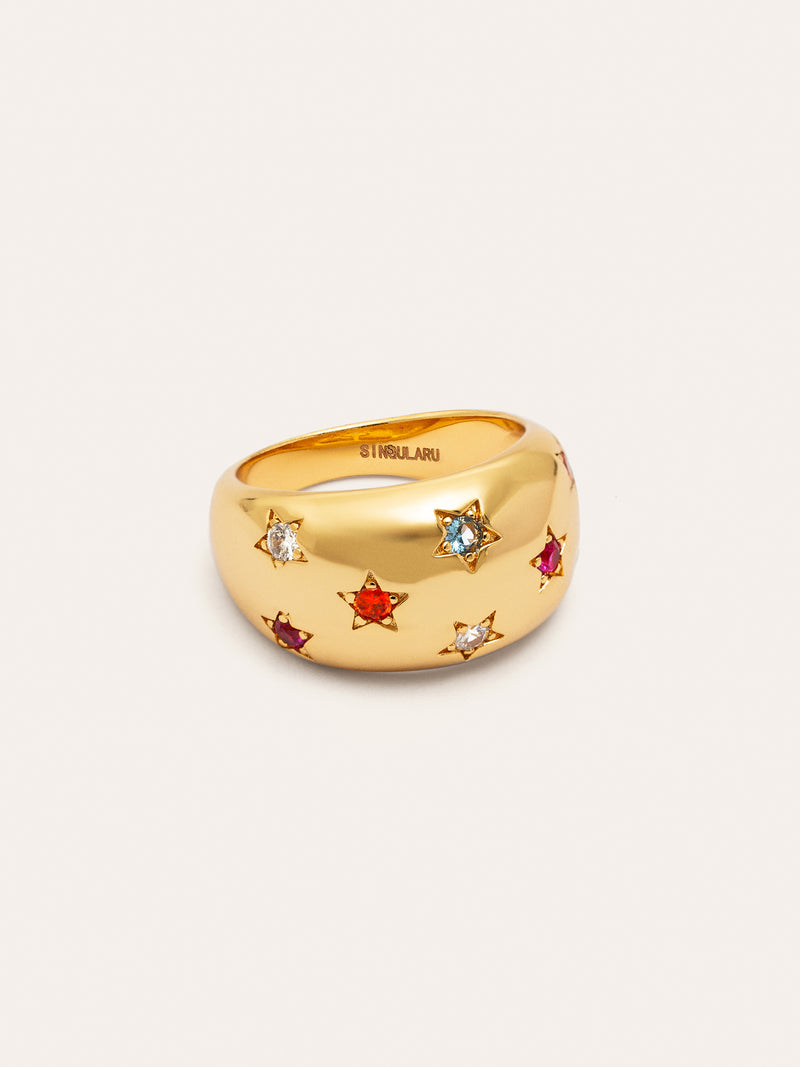 Bomb Color Stars Gold Ring 
