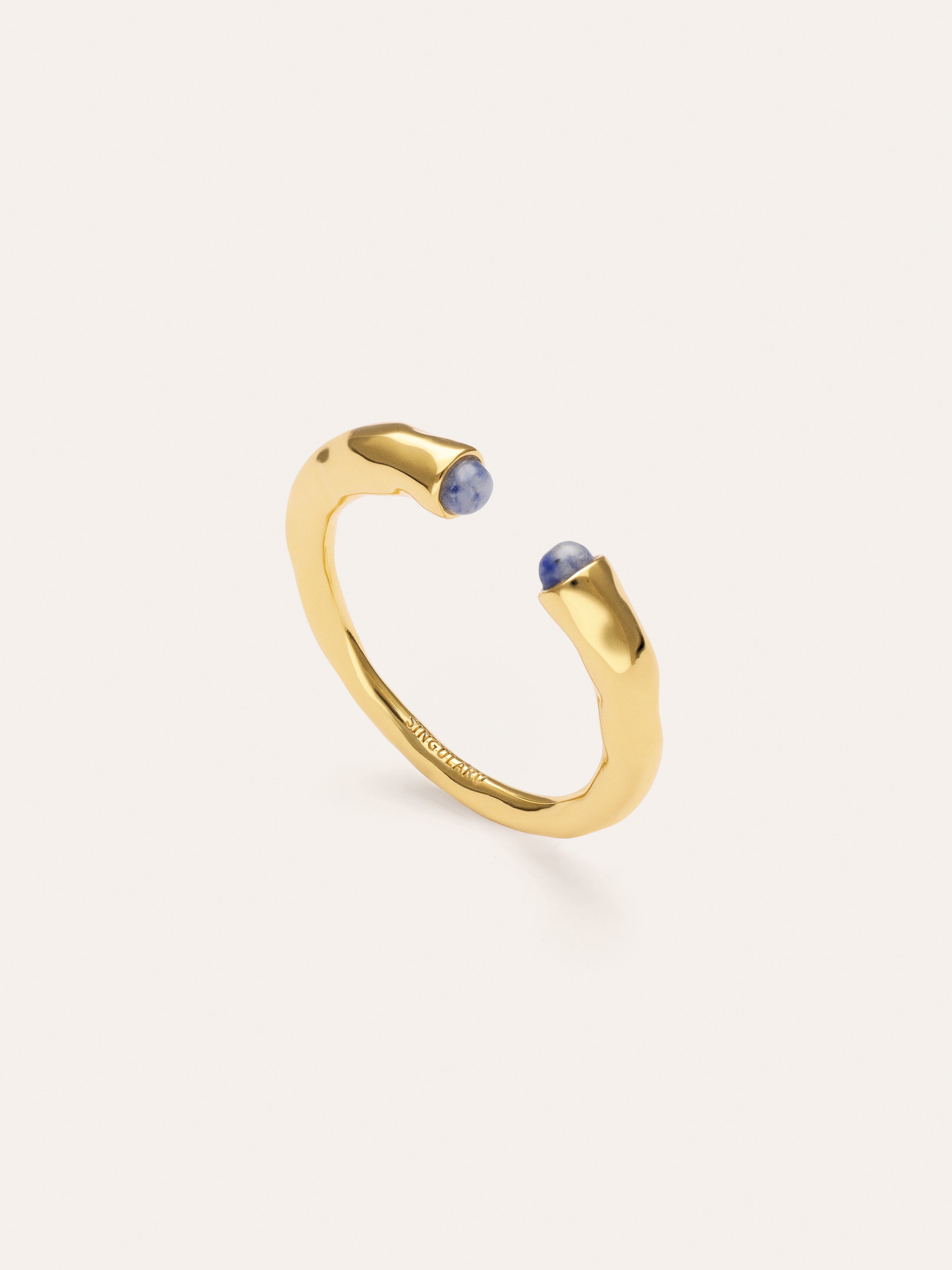 Anillo Cane Cianita Baño Oro