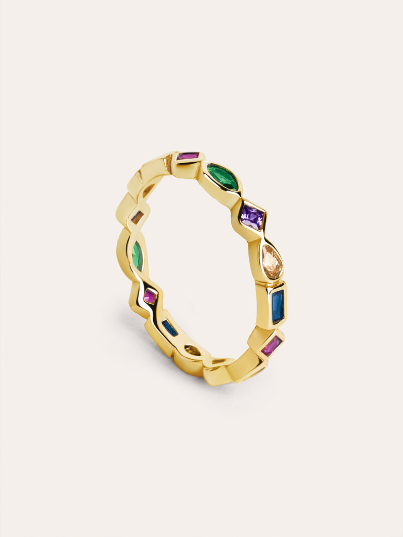 Anillo Cascade Plata Baño Oro