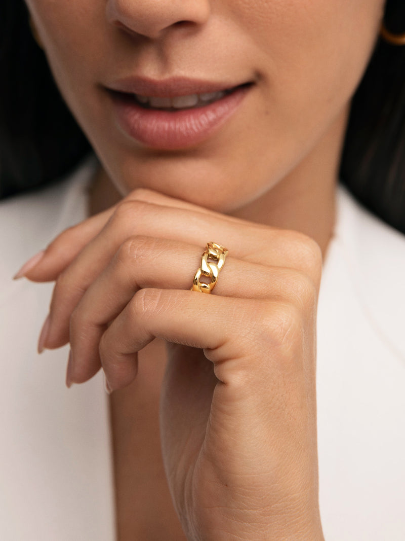 Chunky Link Stainless Steel Gold Ring