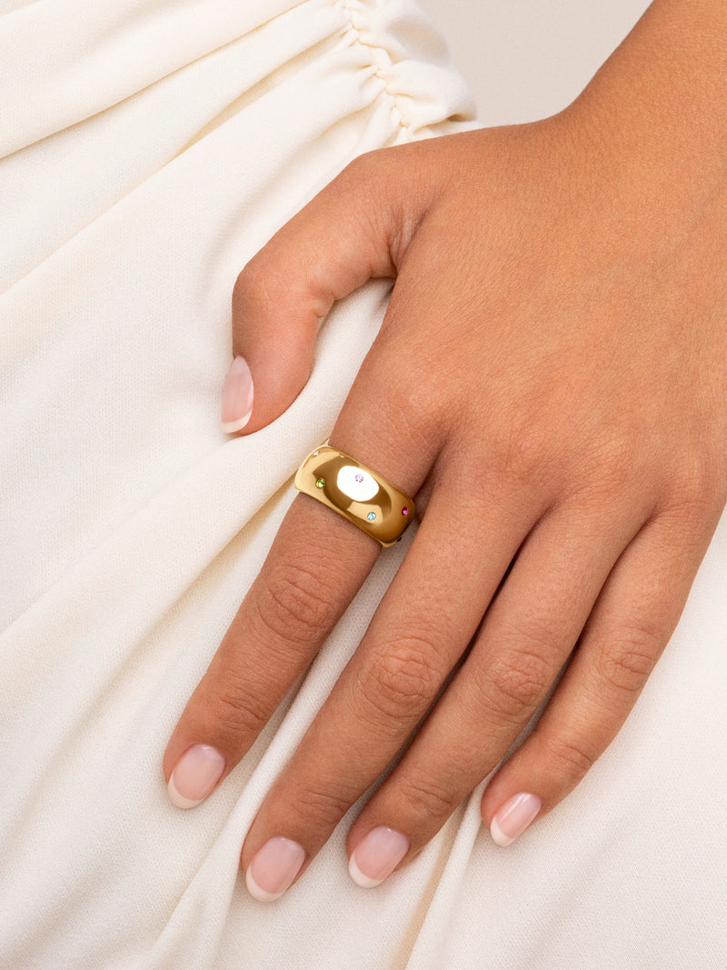 Ring Curve Rainbow Edelstahl mit 18kt Goldbeschichtung