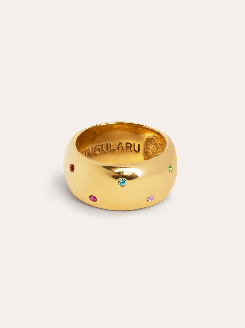 Ring Curve Rainbow Edelstahl mit 18kt Goldbeschichtung