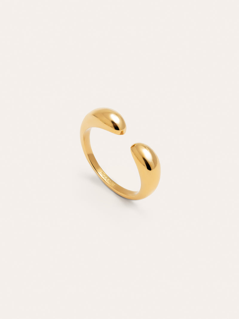 Double Drop Stainless Steel Gold Ring 