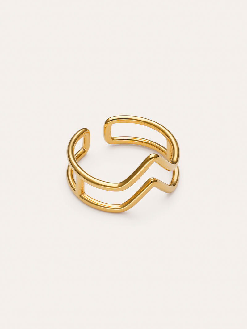 Ring Double Peak Steel Gold Plating