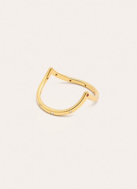 Anillo Doble Peak Pink Baño Oro