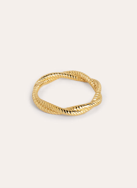 Anillo Fine Rope Plata Baño Oro