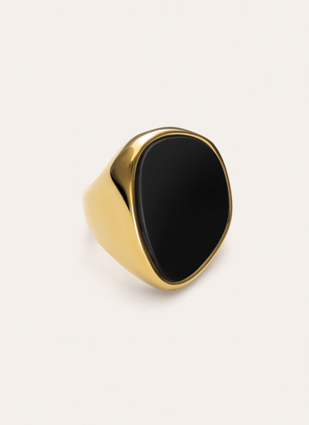 Black Ibiza Stainless Steel Gold Ring