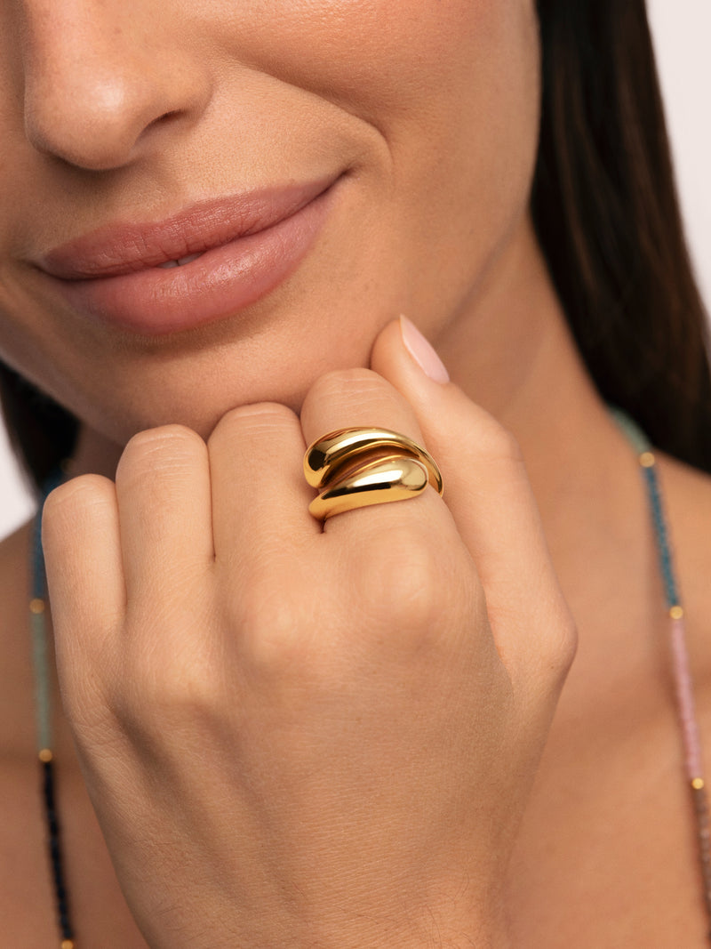 Abraccio Stainless Steel Gold Maxi Ring 