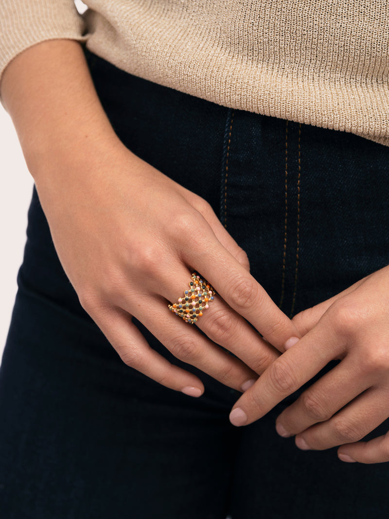 Mini Bomb Enamel Stainless Steel Gold Ring 