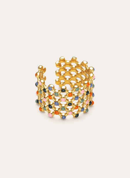 Mini Bomb Enamel Stainless Steel Gold Ring 