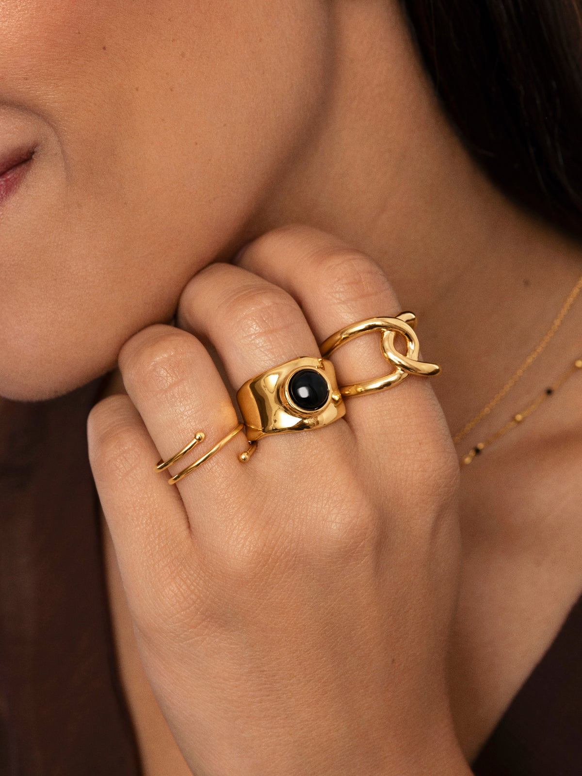 Ring One Link Edelstahl mit 18kt Goldbeschichtung - vista 4