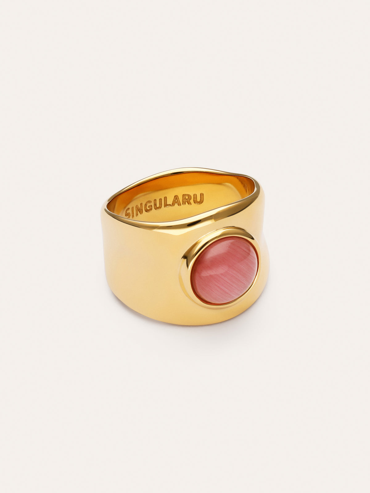 Bague My Pink Stone Acier plaqué or