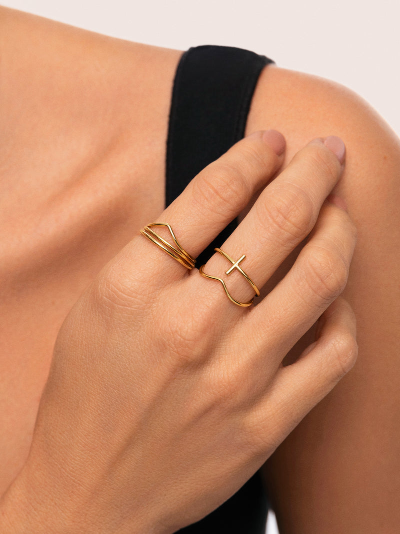Nefertiti Pack 5 Stainless Steel Gold Rings