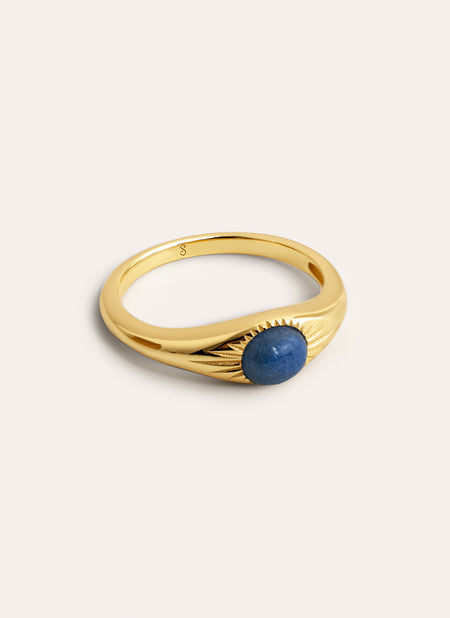 Anillo Olivia Blue Plata Baño Oro