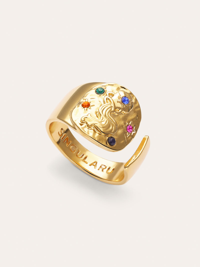 Anillo Organic Colors Zodiaco Baño Oro