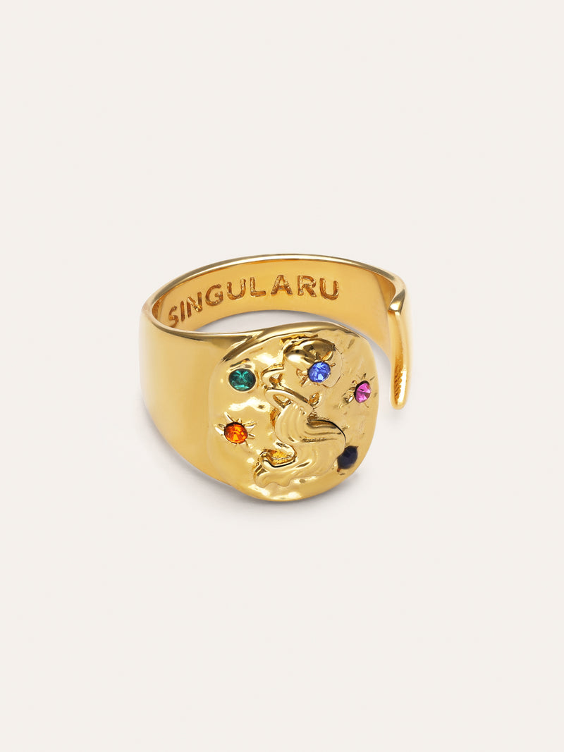 Anillo Organic Colors Zodiaco Baño Oro