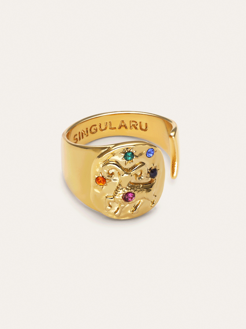 Anillo Organic Colors Zodiaco Baño Oro