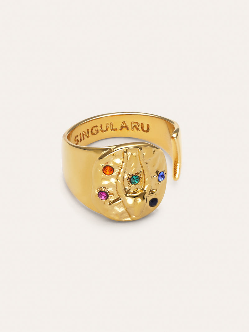 Anillo Organic Colors Zodiaco Baño Oro