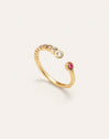 Anillo Pebble Rosa Plata Baño Oro