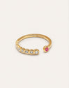 Anillo Pebble Rosa Plata Baño Oro