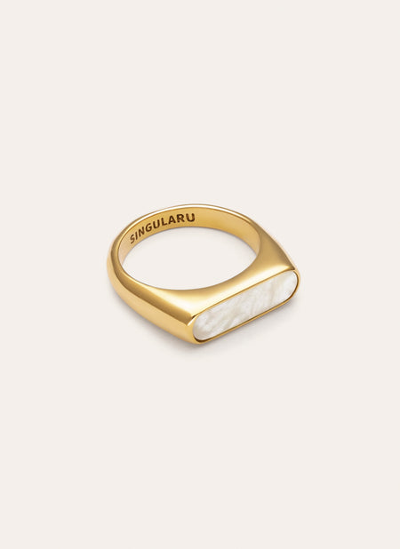 Anillo Proa Nácar Acero Baño Oro